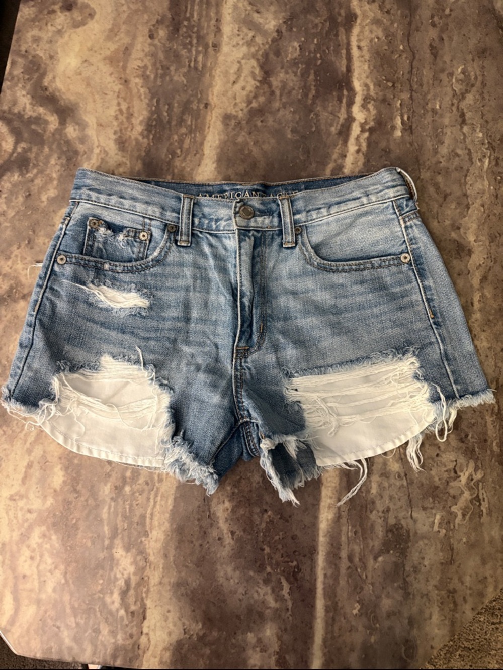 American Eagle Outfitters Light Blue Distressed Denim Cutoff Shorts